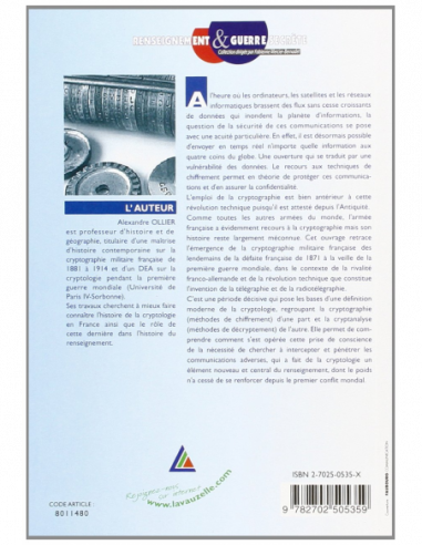 La Cryptographie Militaire avant la guerre de 1914