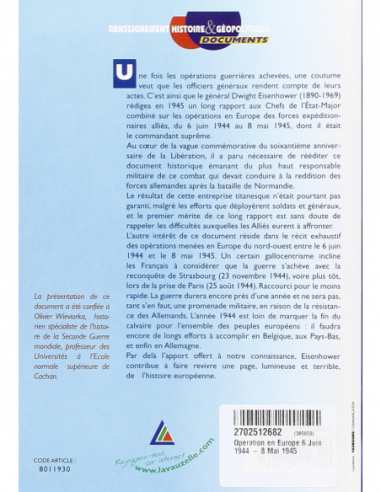 Opérations en Europe - 6 juin 1944 - 8 mai 1945