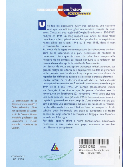 Opérations en Europe - 6 juin 1944 - 8 mai 1945