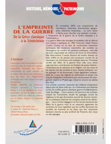 L'empreinte de la guerre - De la Grèce classique à la Tchétchénie