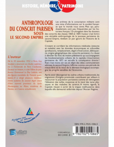 Anthropologie du conscrit parisien sous le second Empire