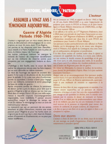 Assumer à vingt ans ! Témoigner aujourd'hui… - Guerre d'Algérie - Période 1960-1961
