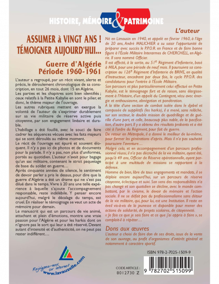 Assumer à vingt ans ! Témoigner aujourd'hui… - Guerre d'Algérie - Période 1960-1961