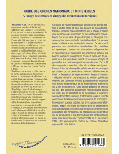 Guide des Ordres Nationaux et Ministériels - A l'usage des services en charge des distinctions honorifiques 2