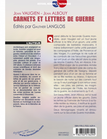 Carnets et lettres de guerre - Campagnes d'Italie, de Provence et des Vosges (janvier-novembre 1944)
