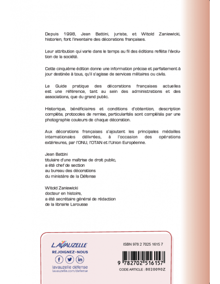 Guide pratique des décorations françaises actuelles - Edition 2015