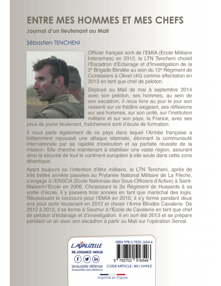 Entre mes hommes et mes Chefs - Journal d'un lieutenant au Mali - Sébastien TENCHENI