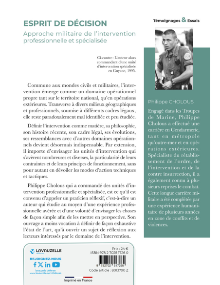 Esprit de décision. Approche militaire de l'intervention professionnelle et spécialisée