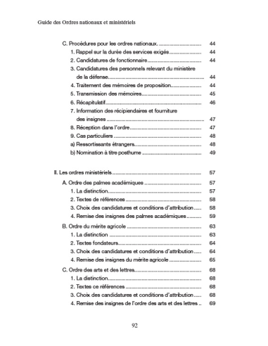 Guide des Ordres Nationaux et Ministériels - A l'usage des services en charge des distinctions honorifiques