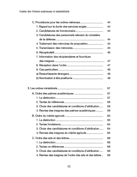 Guide des Ordres Nationaux et Ministériels - A l'usage des services en charge des distinctions honorifiques