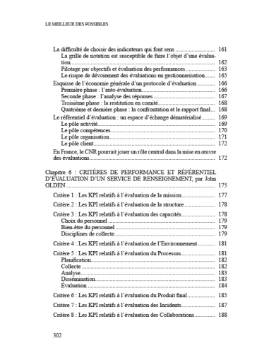 Renseignement & Evaluation des Performances - Le meilleur des possibles