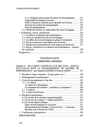 Renseignement & Evaluation des Performances - Le meilleur des possibles