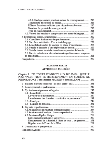 Renseignement & Evaluation des Performances - Le meilleur des possibles