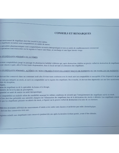 REGISTRE DES STUPEFIANTS A3  510-8*/42