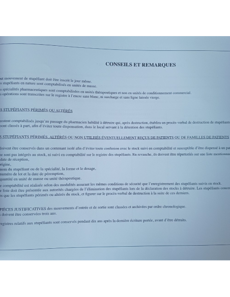 REGISTRE DES STUPEFIANTS A3  510-8*/42