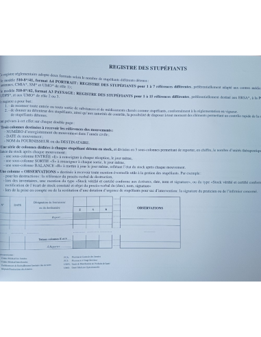 REGISTRE DES STUPEFIANTS A3  510-8*/42