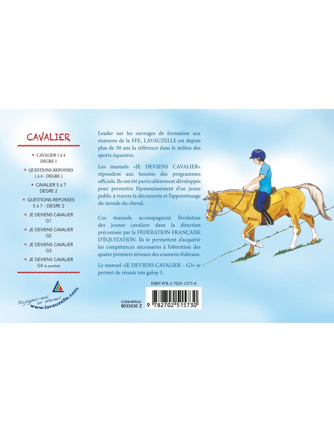 Je deviens cavalier galop 1 Lavauzelle - Equestra