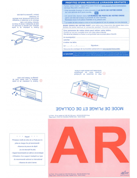 Boîte de 1000 recommandés A4 avec accusé de réception et code barre Boîte de 1000 recommandés A4 avec accusé de réception et code barre