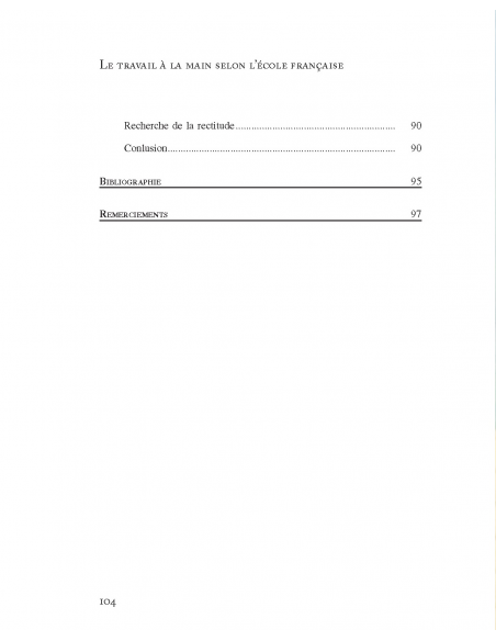 Sommaire Le Travail à la main Sommaire Le Travail à la main