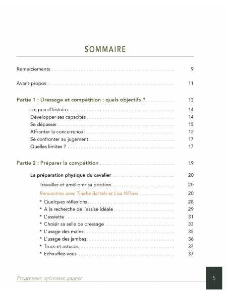 Sommaire DRESSAGE ET COMPETITION Sommaire DRESSAGE ET COMPETITION