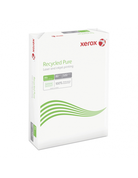Carton de 5 ramettes 500 feuilles blanches XEROX RECYCLED PURE A4 - 80g