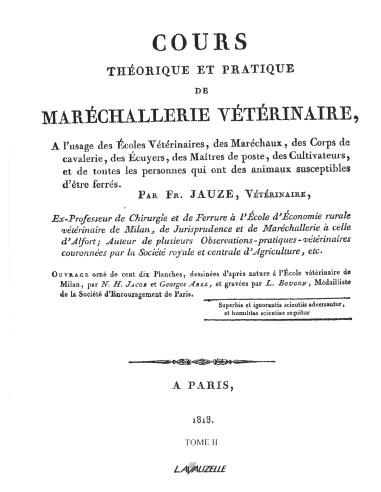 Cours pratique et théorique de maréchallerie vétérinaire Tome 2